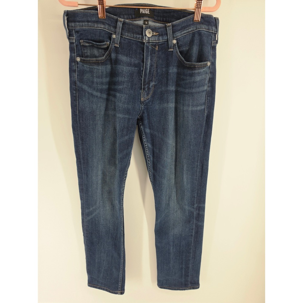 Paige Lennox Slim Fit Jeans Mens 31 Dark Wash Stretch Denim Pants